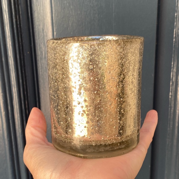 Crate & Barrel Bubbled Silver Glass Votive Candle Holders Set of 2 - Picture 6 of 16